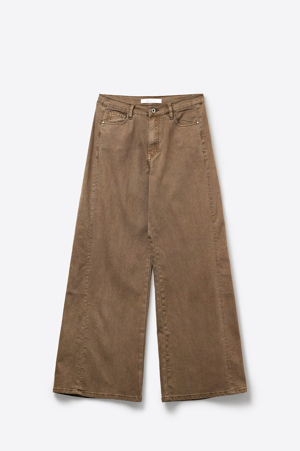 Pantalones de Mezclilla de Algodón Marrones de Pierna Ancha Casual