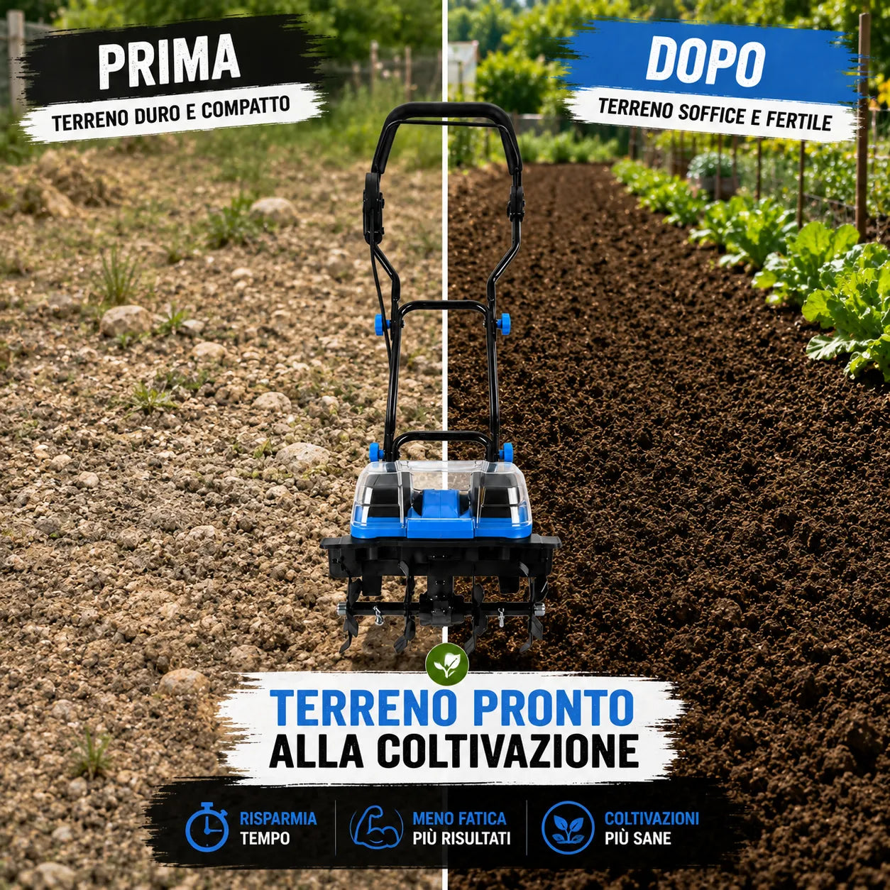 Mukins NL-3579 88VF 550W Battery-Powered Electric Tiller with 2 Lithium Batteries, Cordless Garden Cultivator, Working Width 30 cm, Depth 20 cm, Adjustable Handlebar, 18,000 rpm