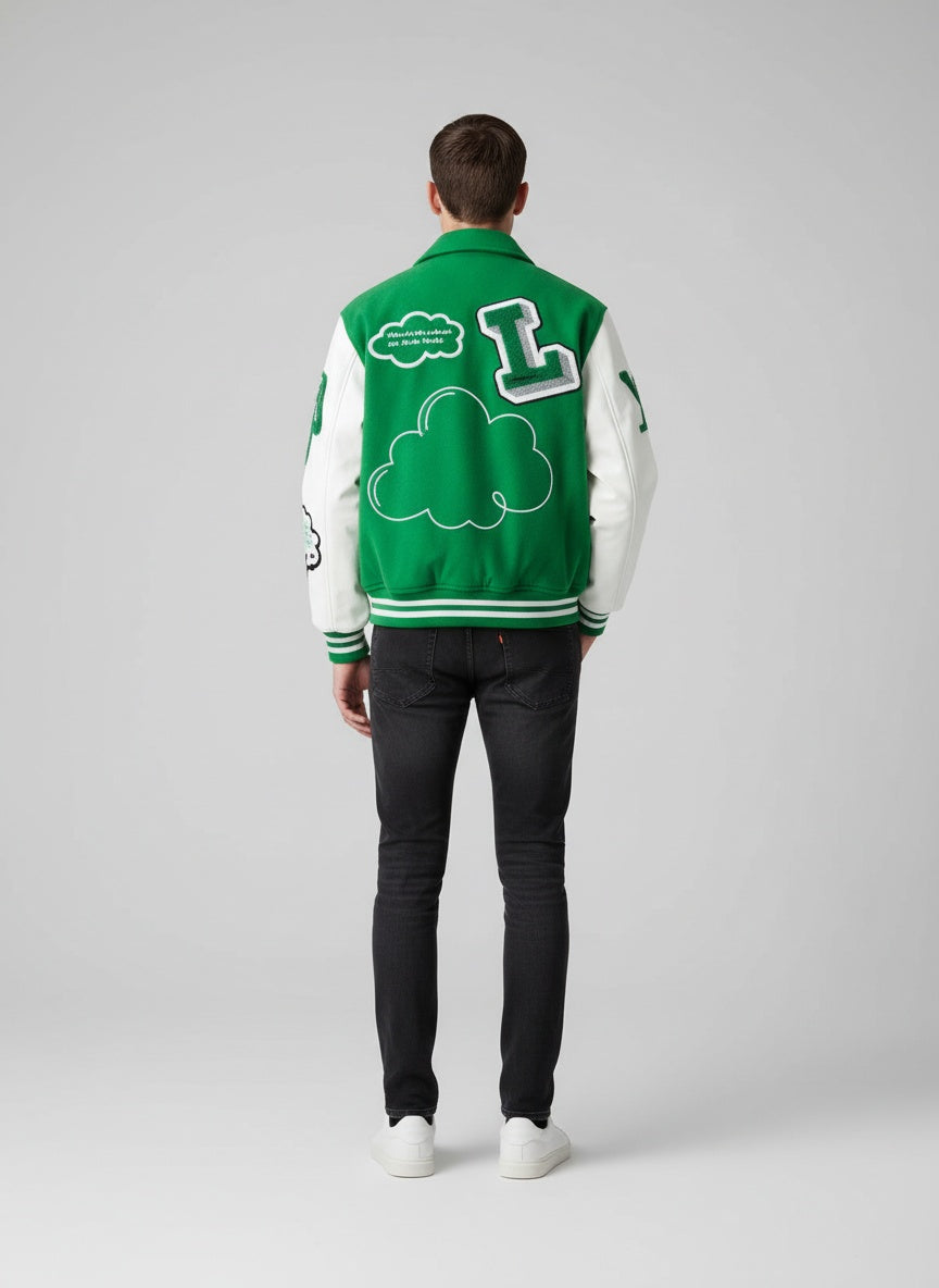 Louis Vuitton Varsity Jacket Green Patch Men