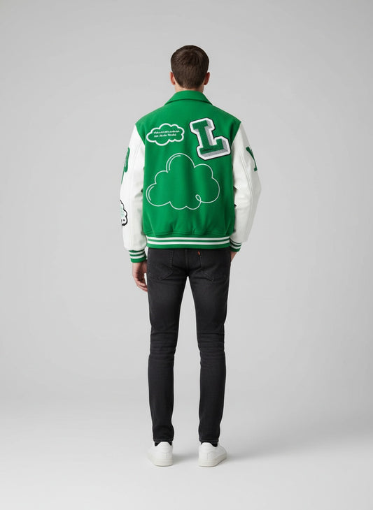 Louis Vuitton Varsity Jacket Green Patch Men